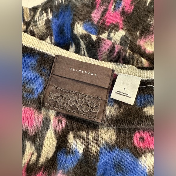 Anthro GUINEVERE Geofleur Kimono Wrap Cardigan Sweater Geo Floral Merino Wool - Picture 7 of 10